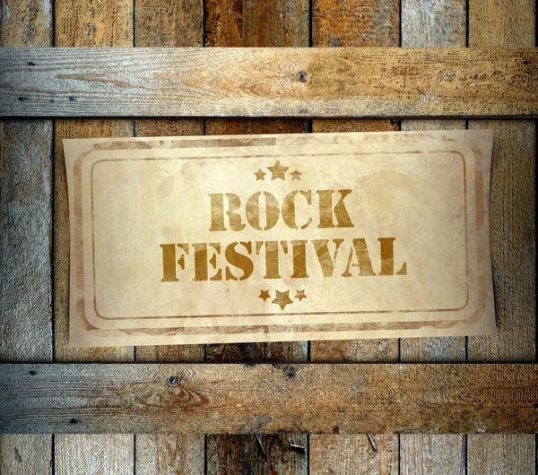 Selo Rock Festival etiqueta caixa de madeira velha — Fotografia de Stock