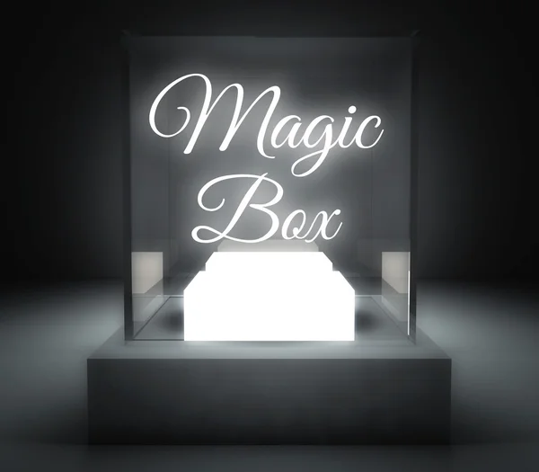 Magic Box glass showcase for exhibit — Stock Photo, Image