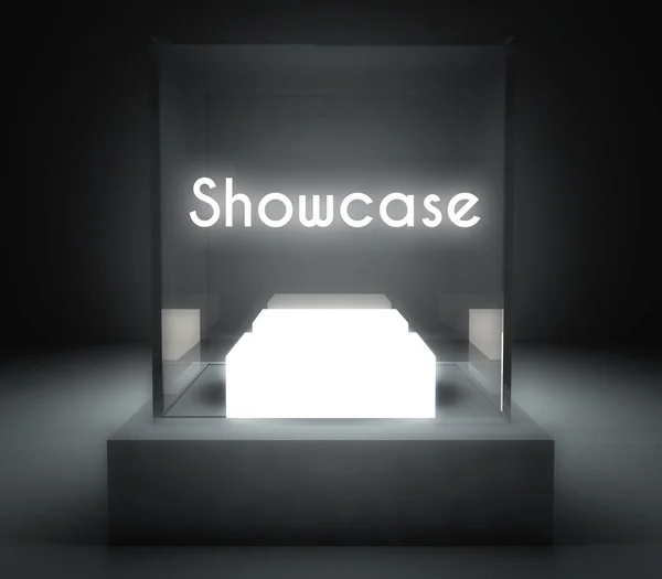 Showcase glas låda för utställning — Stockfoto