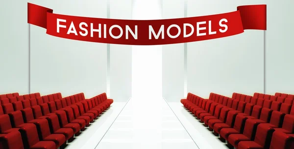 Fashion models slogan, empty runway — Stock Photo, Image