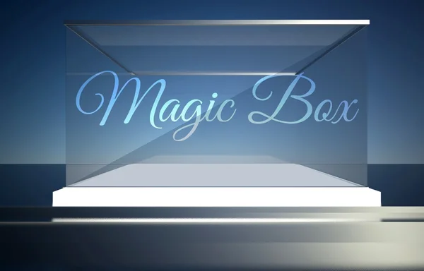 Magic box přehlídkou prázdnou sklenici exponát — Stock fotografie