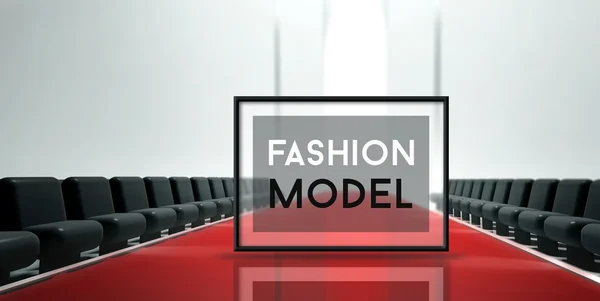 Kırmızı halı pist moda model — Stok fotoğraf