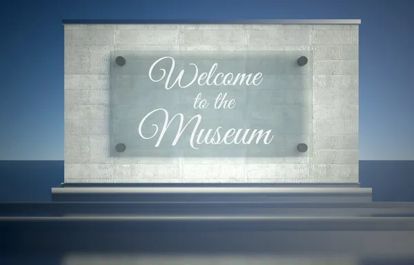 Добро пожаловать в музей знак, иллюстрация — стоковое фото