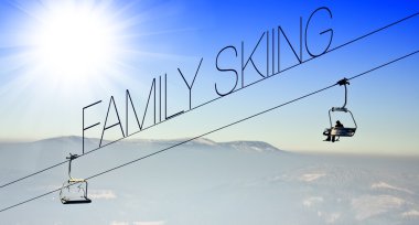 Aile kayak Ski lift yaratıcı kavramsal çizimi