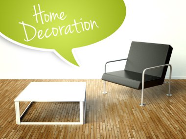 3D ev dekorasyon masa ve koltuk