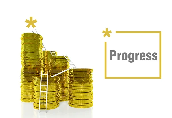 Conceito de progresso financeiro, escadas sobre moedas — Fotografia de Stock