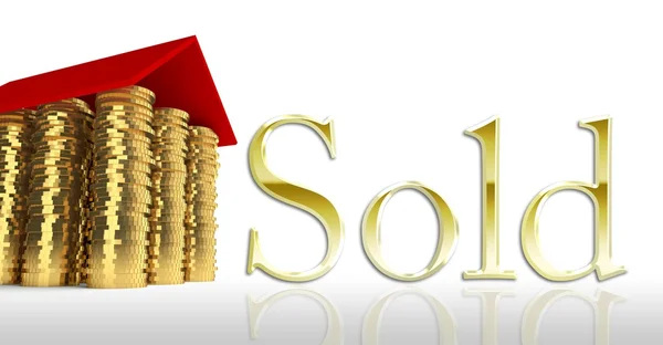 Home sold, house made ??of coins — Stock Photo, Image
