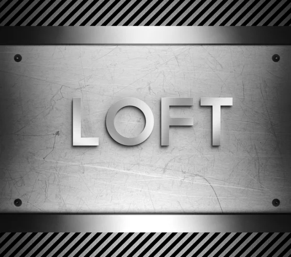 Loft tarzı konsepti üzerine çelik levha — Stok fotoğraf