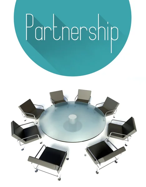 Partnership illustration, workplace for negotiations — Stock Photo, Image