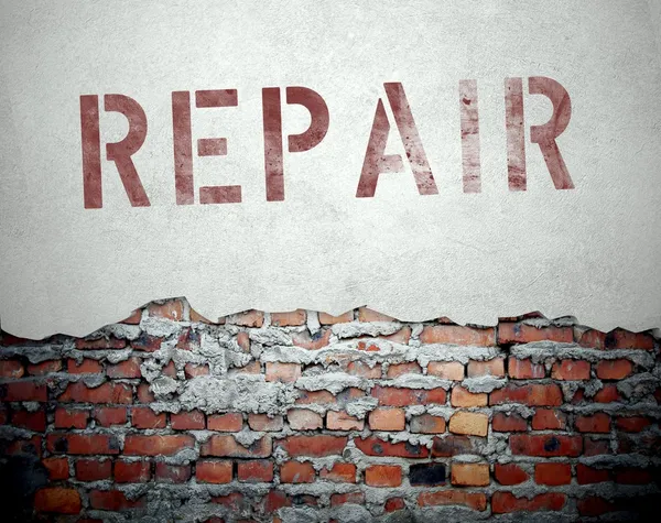 Concetto di riparazione su vecchio muro di mattoni — Foto Stock