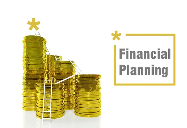 Financial planning concept, ladders on coins — Stock Photo, Image