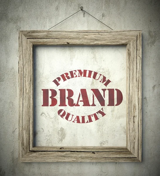 Emblema di marca Premium in vecchia cornice di legno — Foto Stock