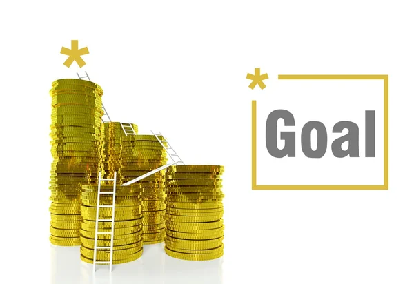 Success goal concept, ladders on coins — Stock Photo, Image