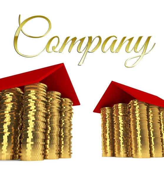 Real estates company, houses made ??of coins — Stock Photo, Image