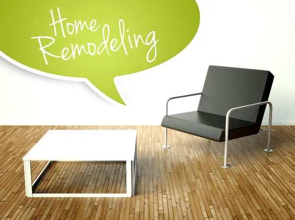 3d Home remodeling with table and armchair — Stock Photo, Image