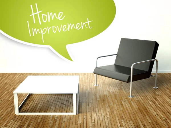 3d Home improvement with table and armchair — Stock Photo, Image
