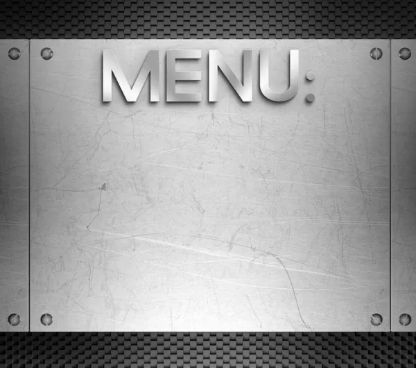 Menu concept on steel plate — Stock Photo, Image