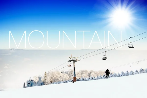 Mountain on ski slope creative illustration — Stock Photo, Image