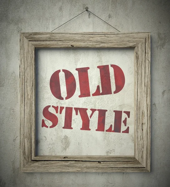 Alter Stil in altem Holzrahmen an der Wand — Stockfoto