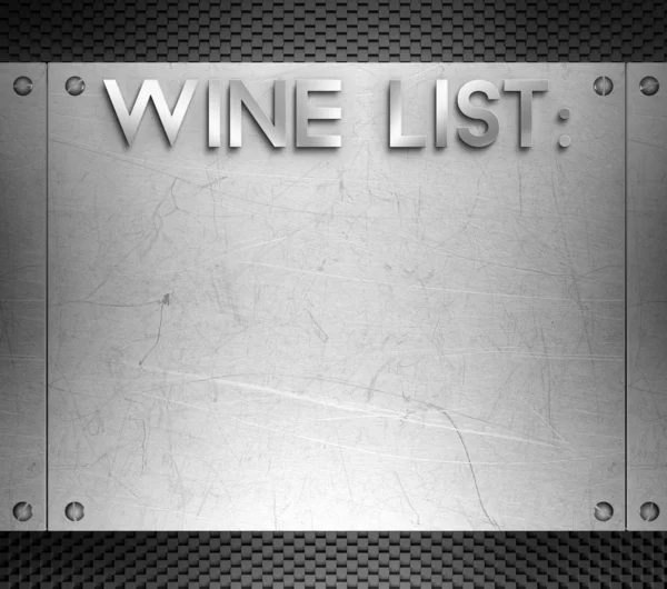 Wine list concept, steel plate background — 图库照片