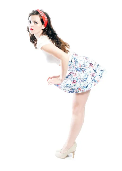 Pretty smiling pin up girl posing — Stock Photo, Image