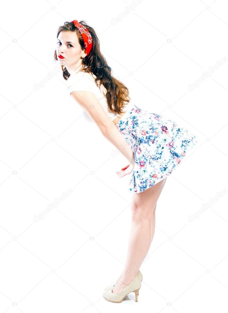 Pin up girl style, young woman posing