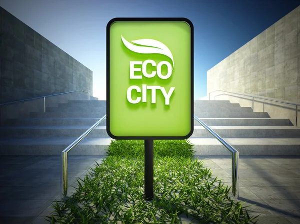 Eco cidade, painel de publicidade na rua — Fotografia de Stock