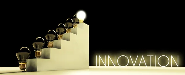 Innovationsbegreppet-lampa, mörk bakgrund — Stockfoto