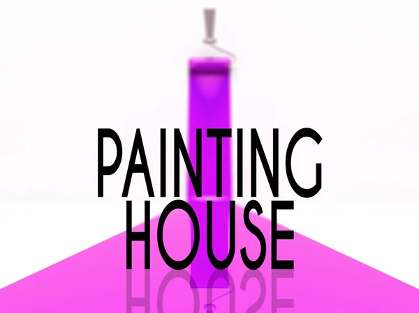 Painting house 3d conceptual illustration — Stock Photo, Image