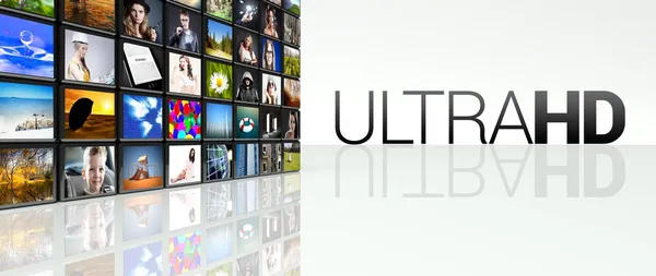 Ultra hd technologie video zeď lcd tv panely — Stock fotografie