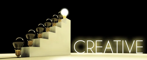 Kreativa light bulb koncept, mörk bakgrund — Stockfoto