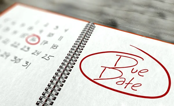 Due date important day, calendar concept — Stock Photo, Image