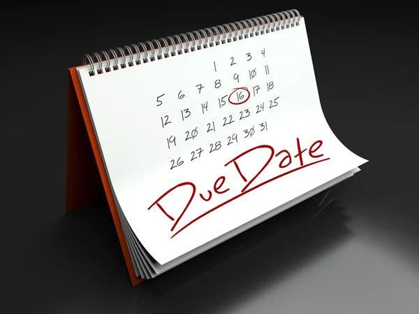 Due date important day, calendar concept — Stock Photo, Image