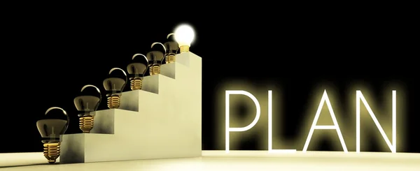 Plan light bulb concept, dark background — Stock Photo, Image