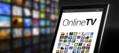 birçok uygulama simgeleri ile online televizyon tablet