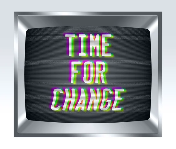 Time fo change old tv screen with noise — Stock Photo, Image