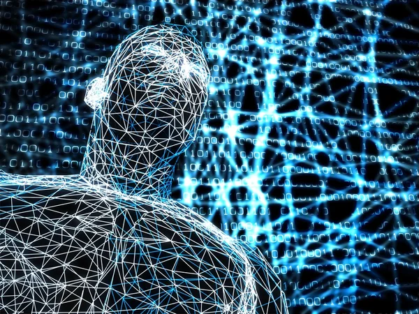 Abstract futuristic man, binary code — Stock Photo, Image