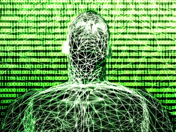 Abstract futuristic man, binary code — Stock Photo, Image