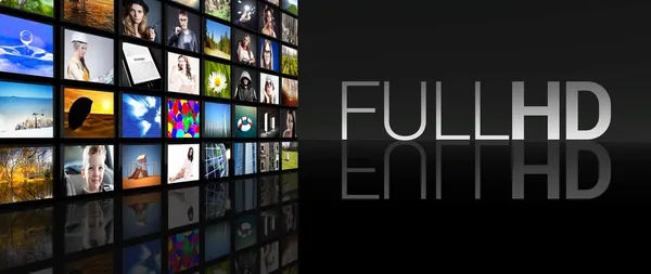 Full HD television screens black background — Stock Photo, Image