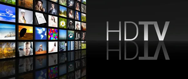 HD TV pantallas de televisión fondo negro —  Fotos de Stock