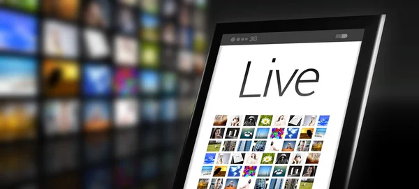 Tablet ao vivo com muitos ícones de aplicativos — Fotografia de Stock