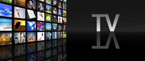 Television screens black background — Stock Photo, Image