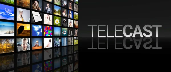 Télédiffusion Écrans de télévision fond noir — Photo