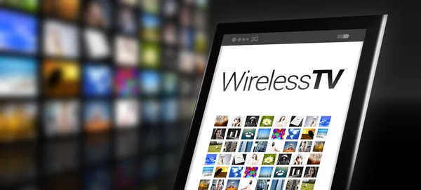 Wireless tablet tv con molte icone di app — Φωτογραφία Αρχείου