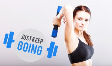 sadece kadın dumbbell ile devam et