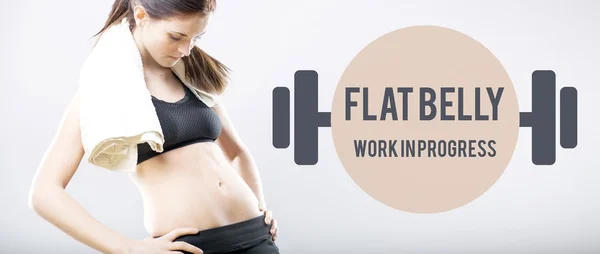 Flat belly work in progress slim woman — Stock Photo, Image