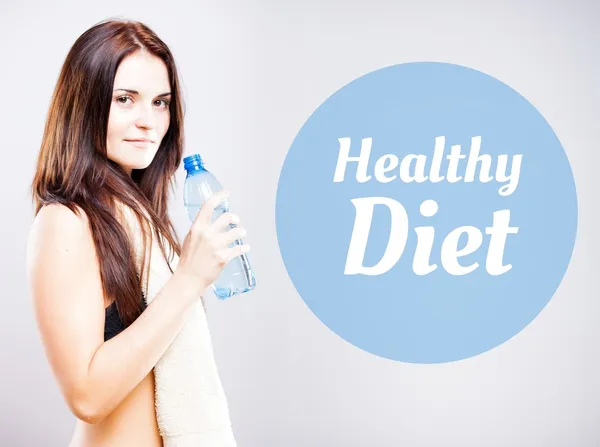 Gesunde Ernährung, Frau mit Flasche — Stockfoto