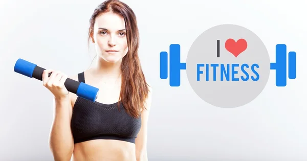 I love fitness slim woman with dumbbell — Stock Photo, Image