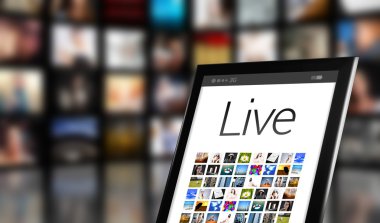 canlı tv kavramı, tablet ve lcd kapı aynası