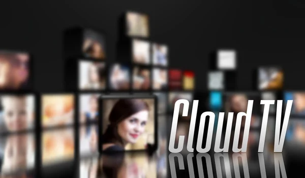 Cloud TV-koncept, LCD-paneler — Stockfoto